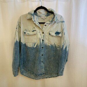 Womens Peach Love California Corduroy Acid Wash Long Sleeve Shirt Size Large